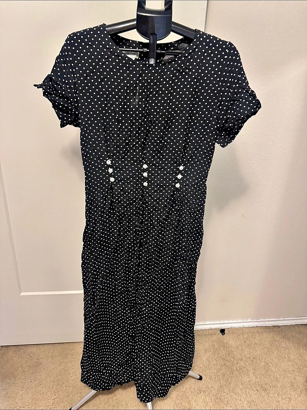 Coldwater Creek Polka Dot Midi Dress in Black & White Size 16